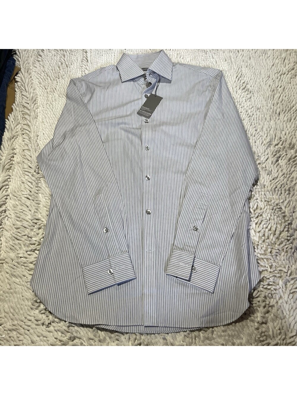 NWT Michael Kors Slim Fit Striped White Button Up Shirt Men’s 15 32/33